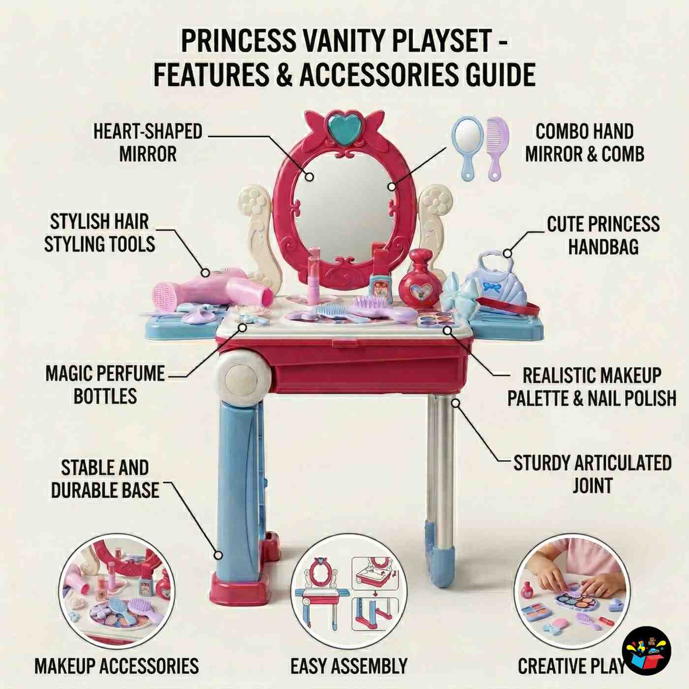 Beauty Set Suitcase on Wheels Kids Makeup Kit