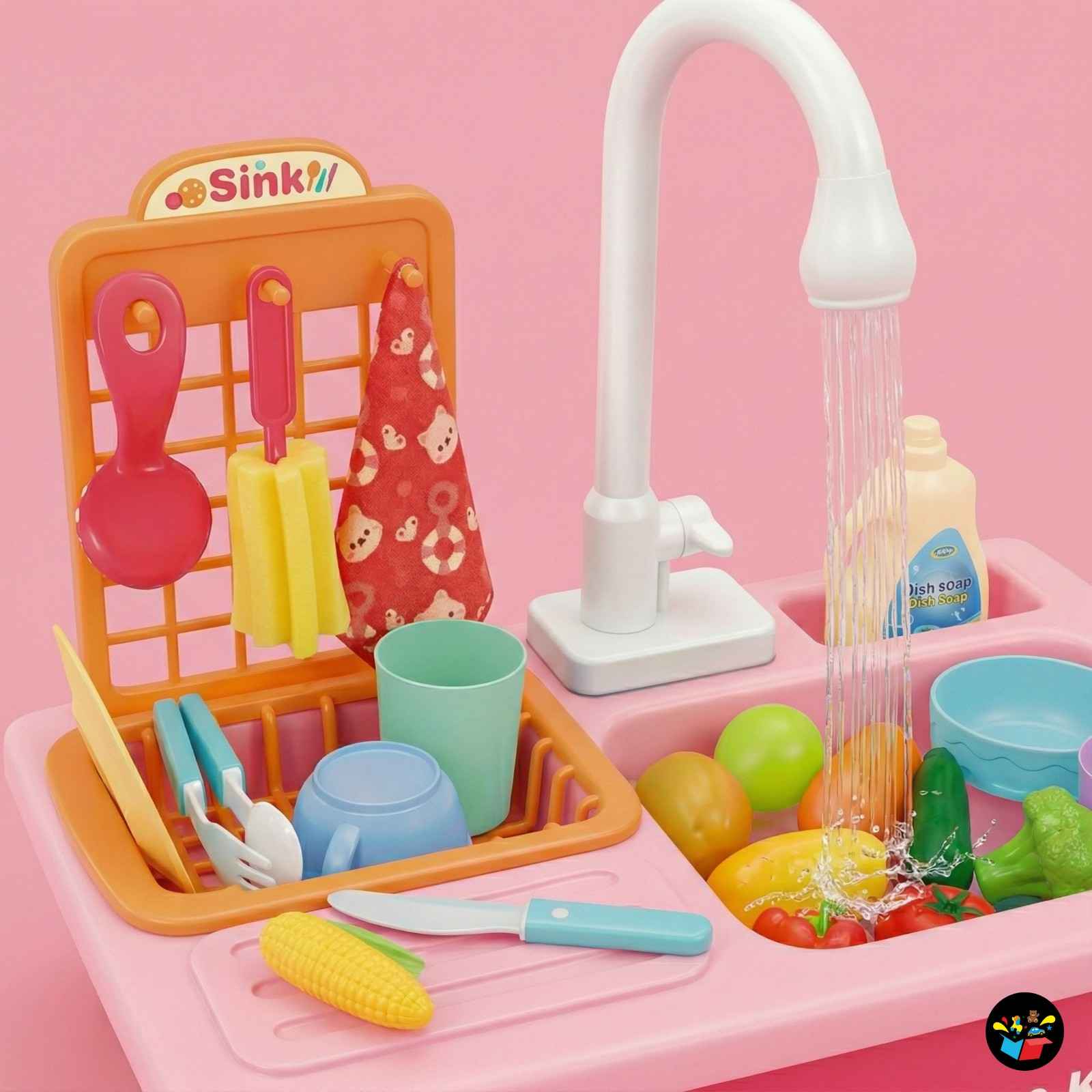 Kids Kitchen Sink Toy Running Water Set