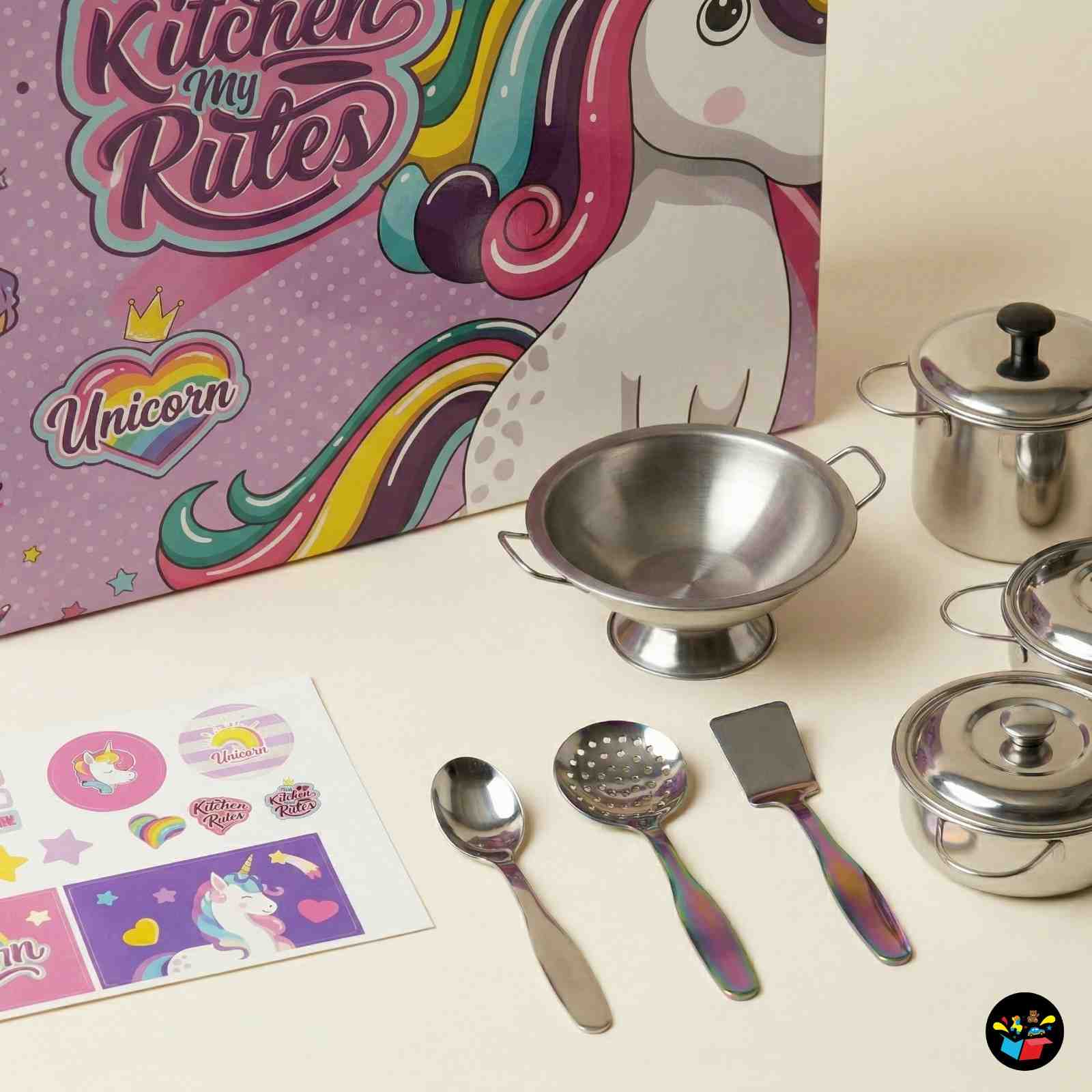 Unicorn Kitchen Set Steel Toys with Bag