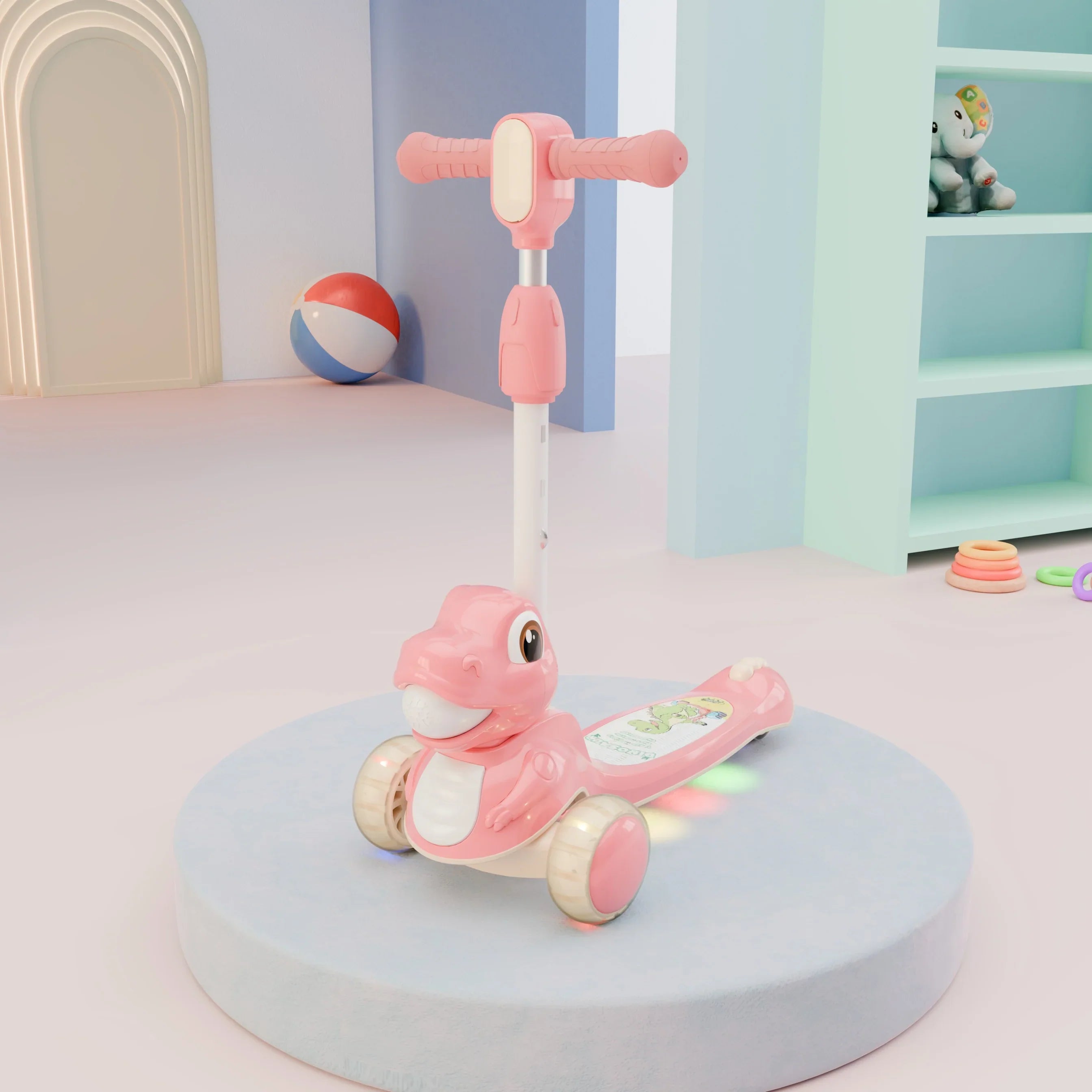 Dino Scooter Dino with Music-Light Deck and Wheel  Rider Led Kids