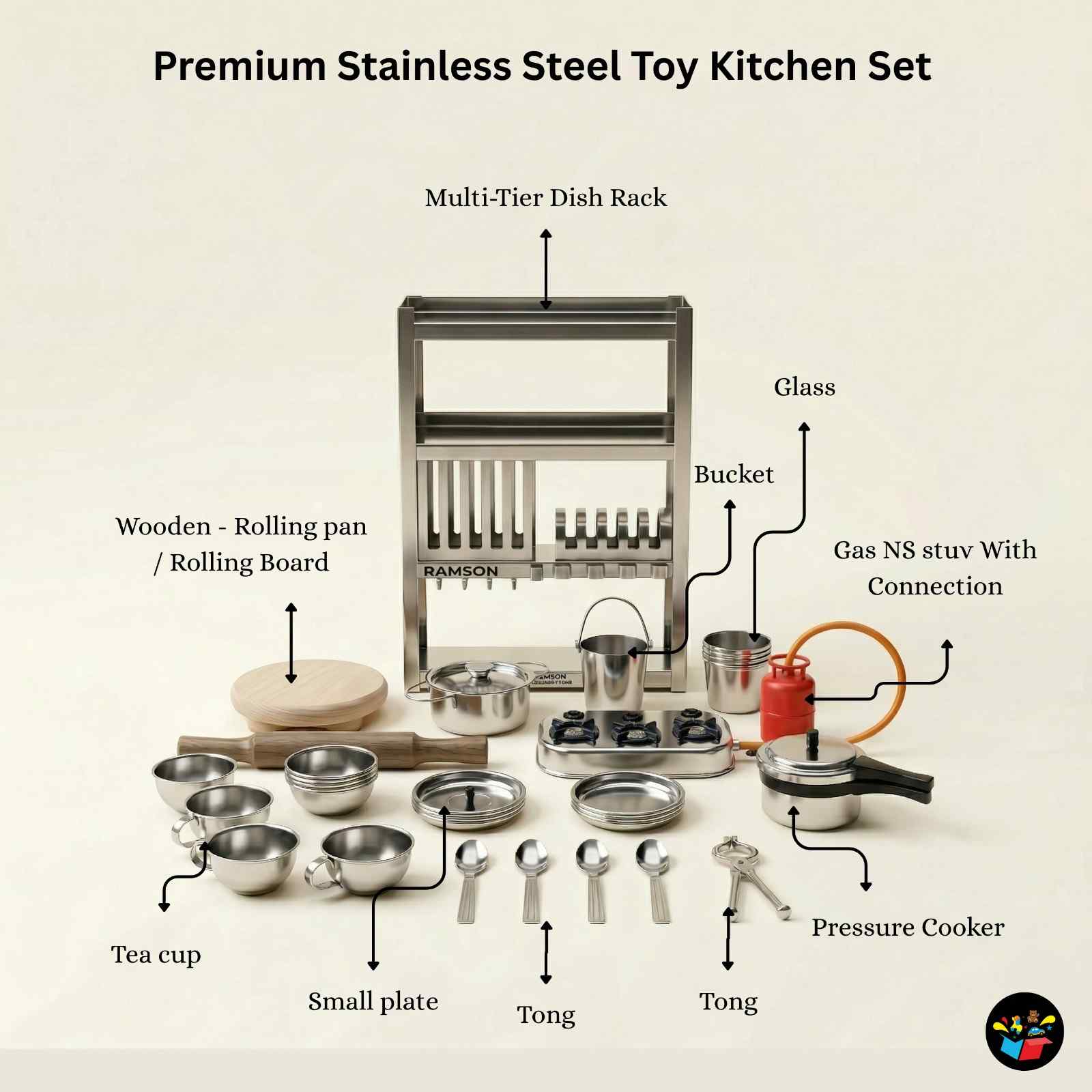 Premium Kitchen Stand Set 36pcs Kids Toy