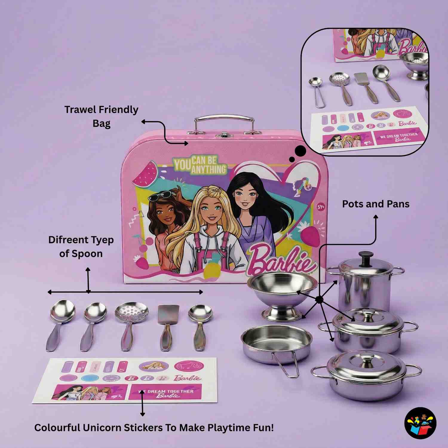 Premium Barbie Kitchen Set with Bag Kids Toy