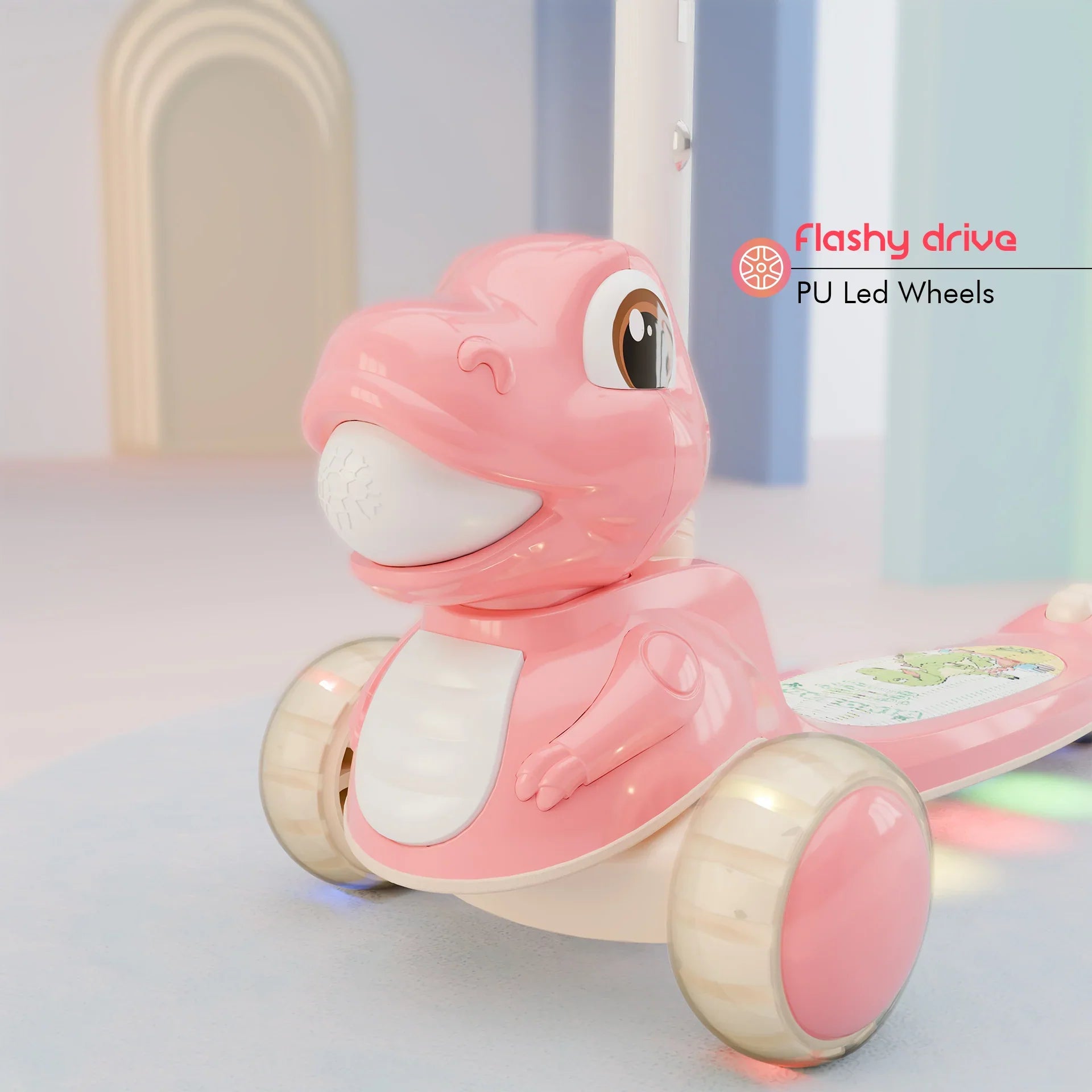 Dino Scooter Dino with Music-Light Deck and Wheel  Rider Led Kids