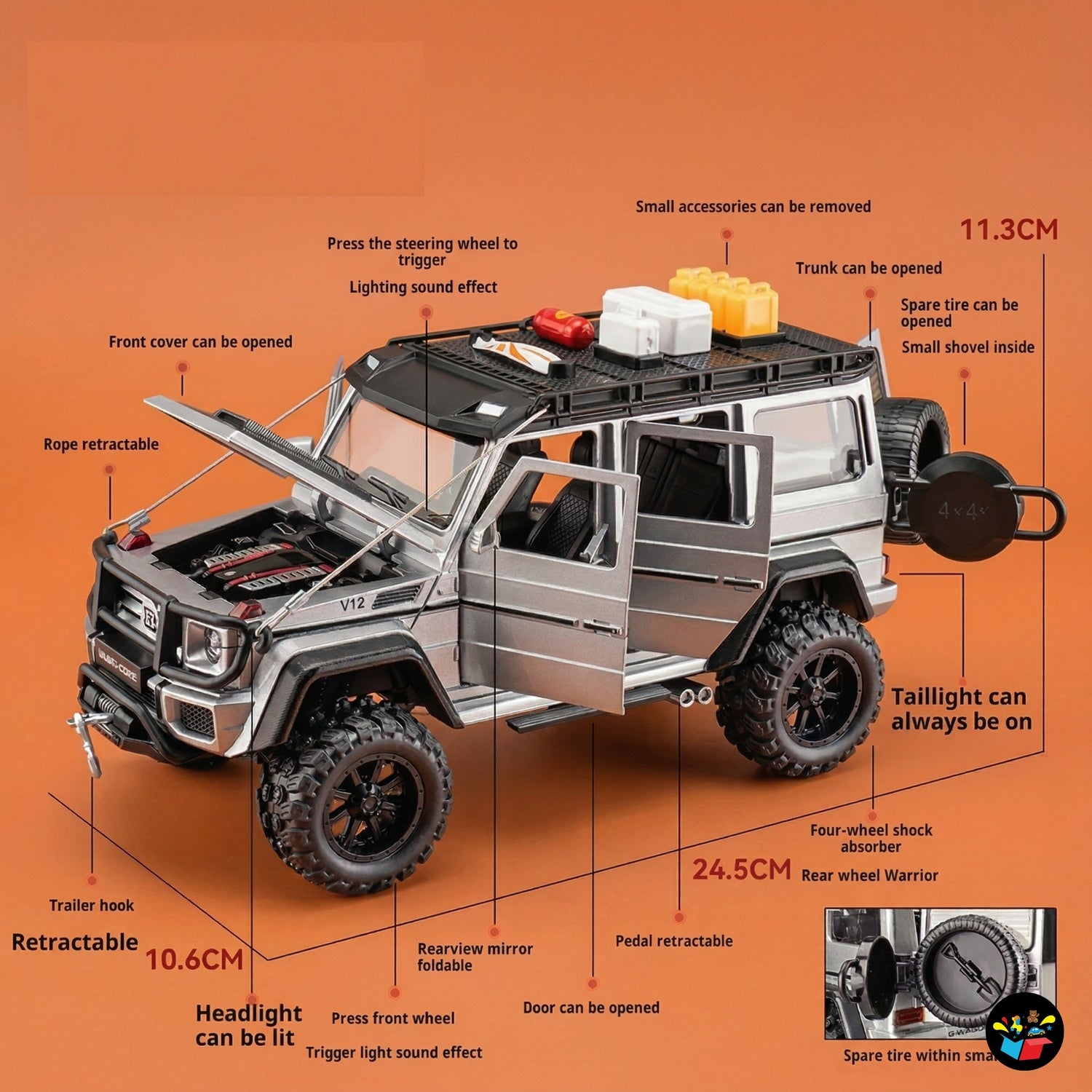 Die-Cast Jeep Toy Car with Light & Sound