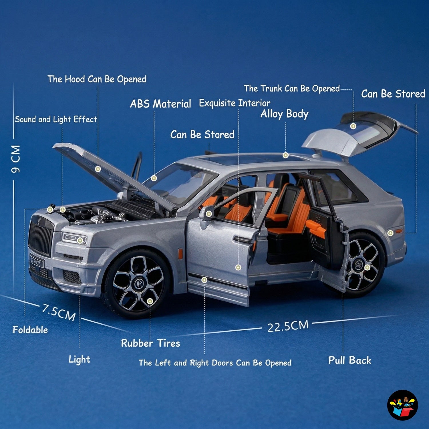 Rolls Royce Cullinan Diecast Car with Light