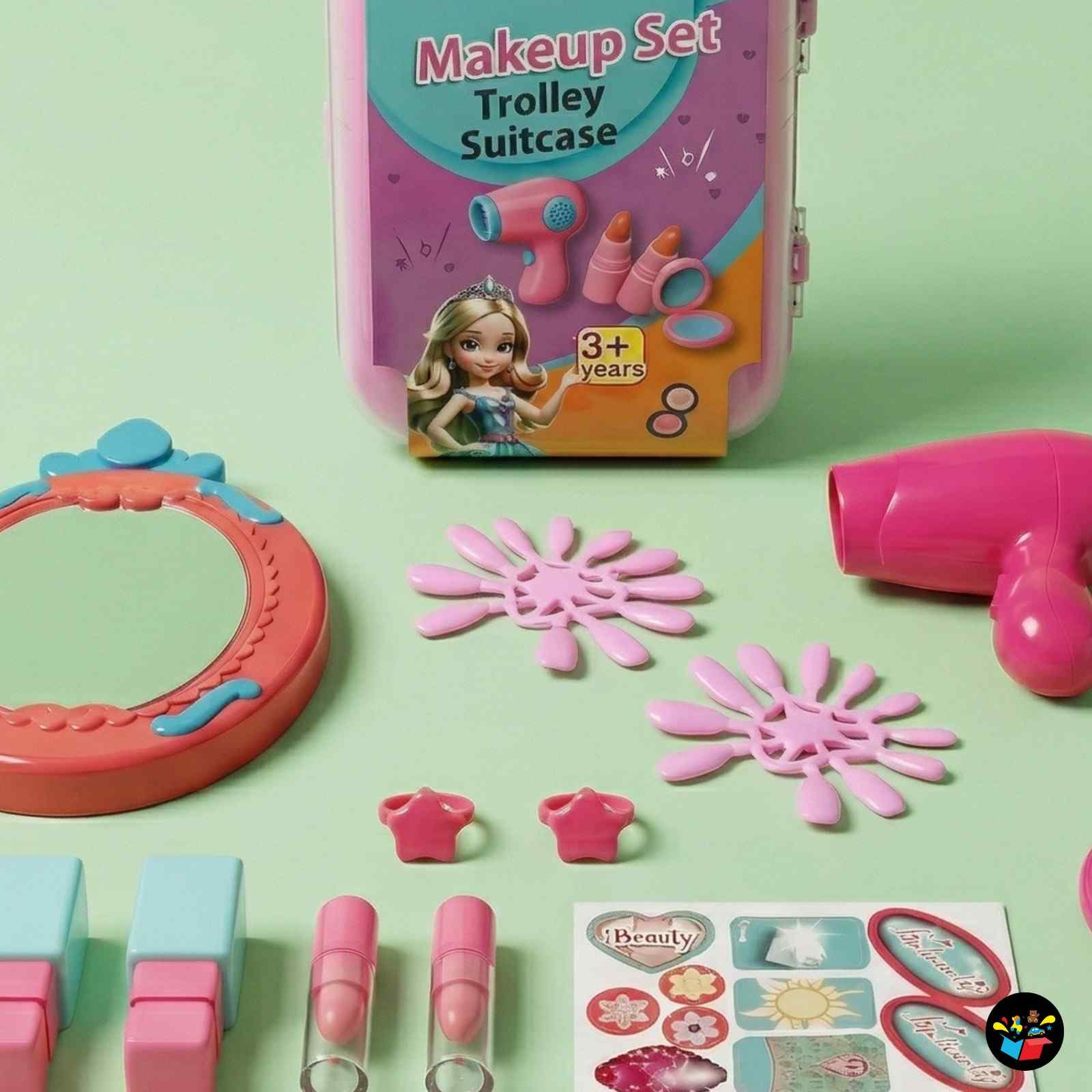 Kids Makeup Trolley Set Mirror Dryer Toy