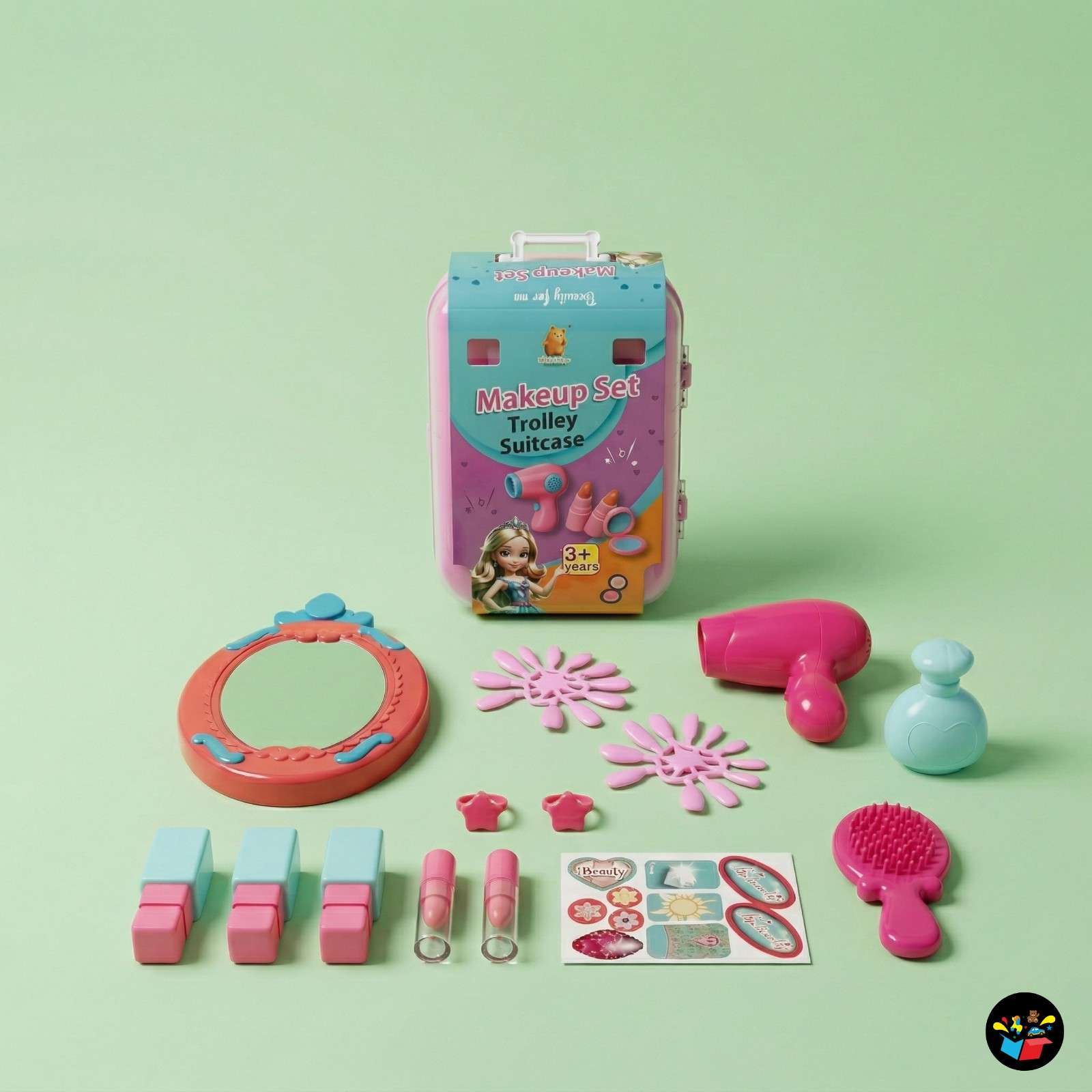 Kids Makeup Trolley Set Mirror Dryer Toy
