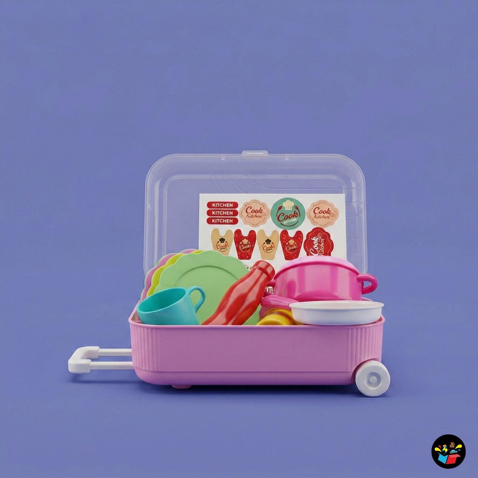 Kids Kitchen Set Suitcase Cooking Toy Kit