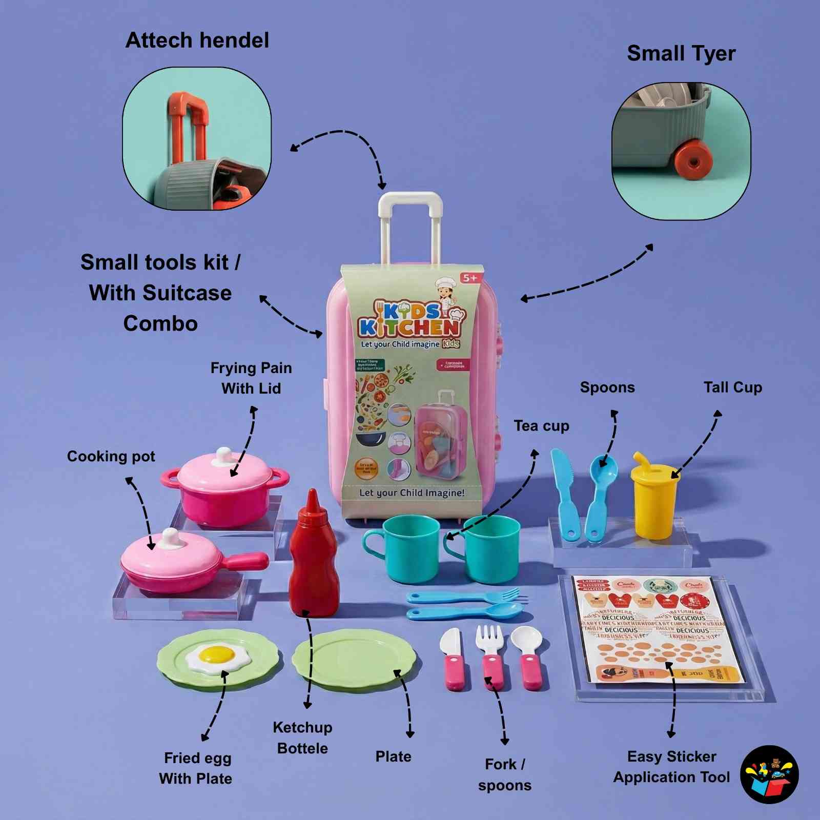 Kids Kitchen Set Suitcase Cooking Toy Kit