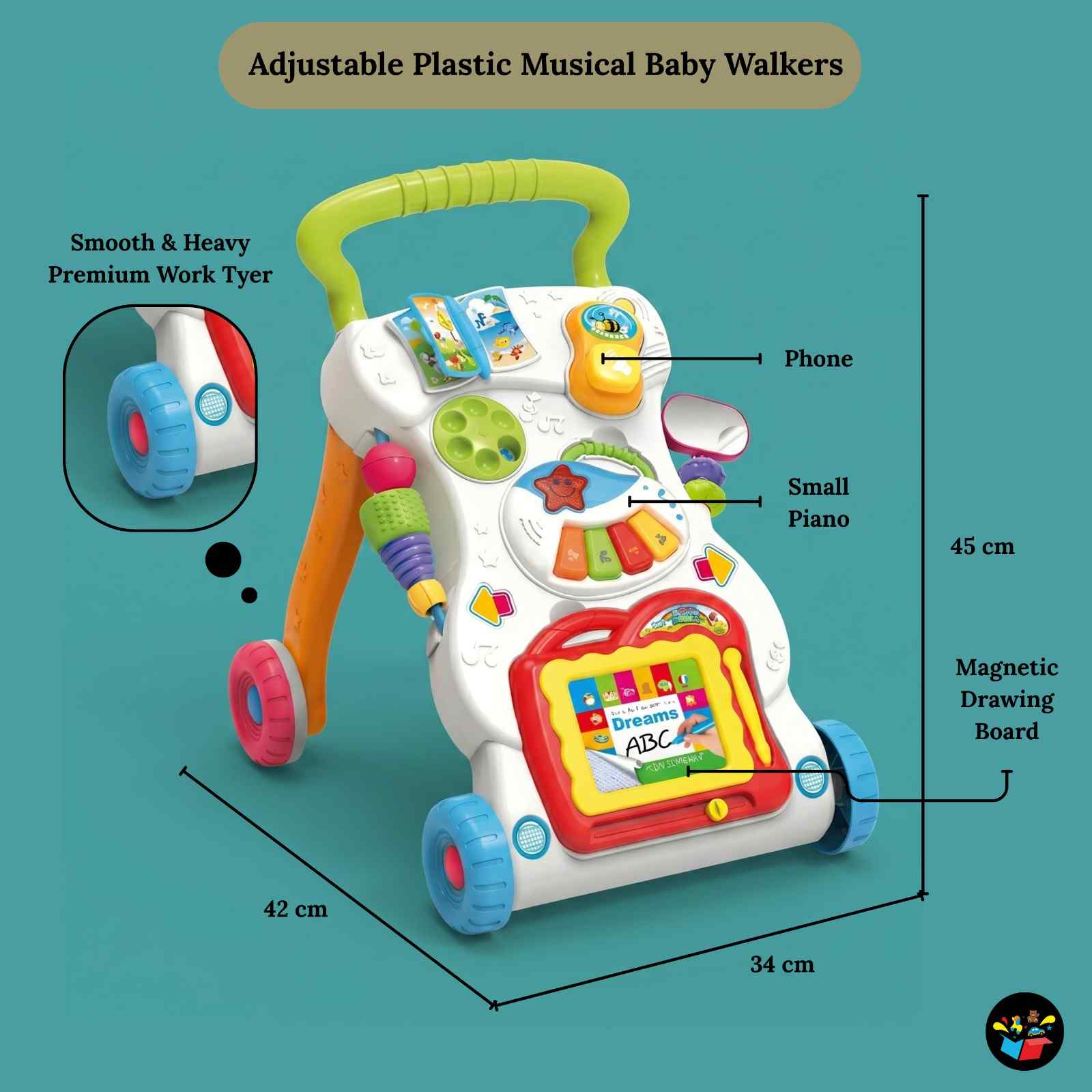 Adjustable Baby Walker Music Activity Board