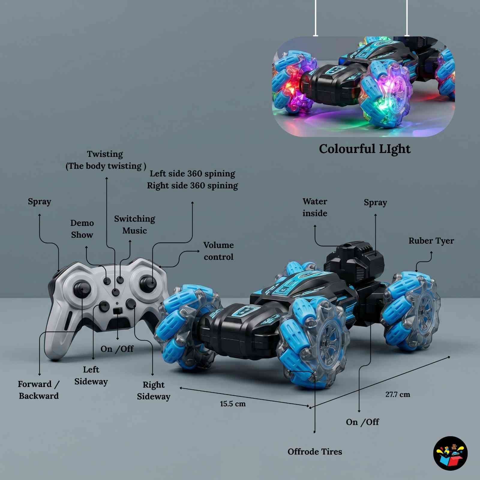 RC 360° Gesture Control Stunt Car Lights Toy