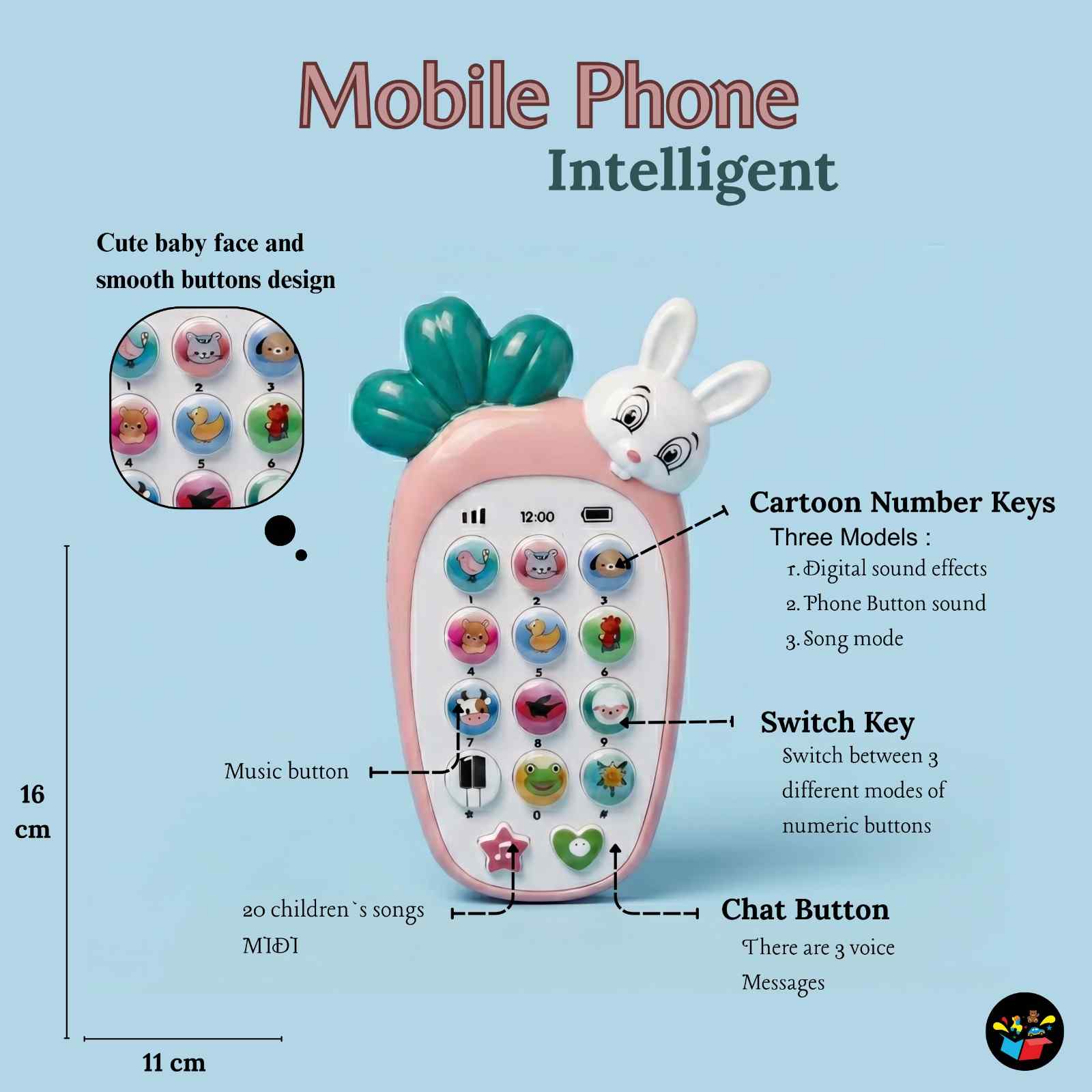 Smart Rabbit Phone Toy Lights Sound Kids