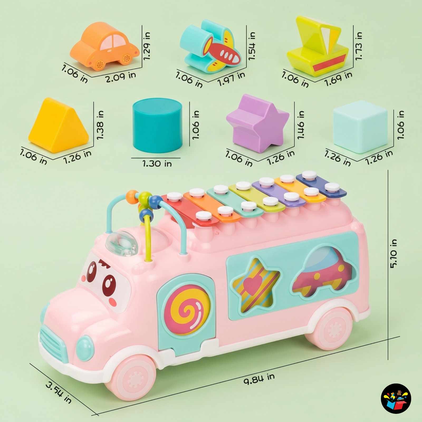 Baby School Bus Xylophone Musical Toy Kids