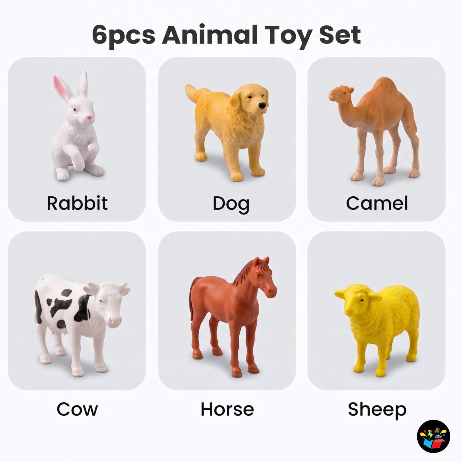 6pcs Farm Animal Toy Set Kids Learning Toys