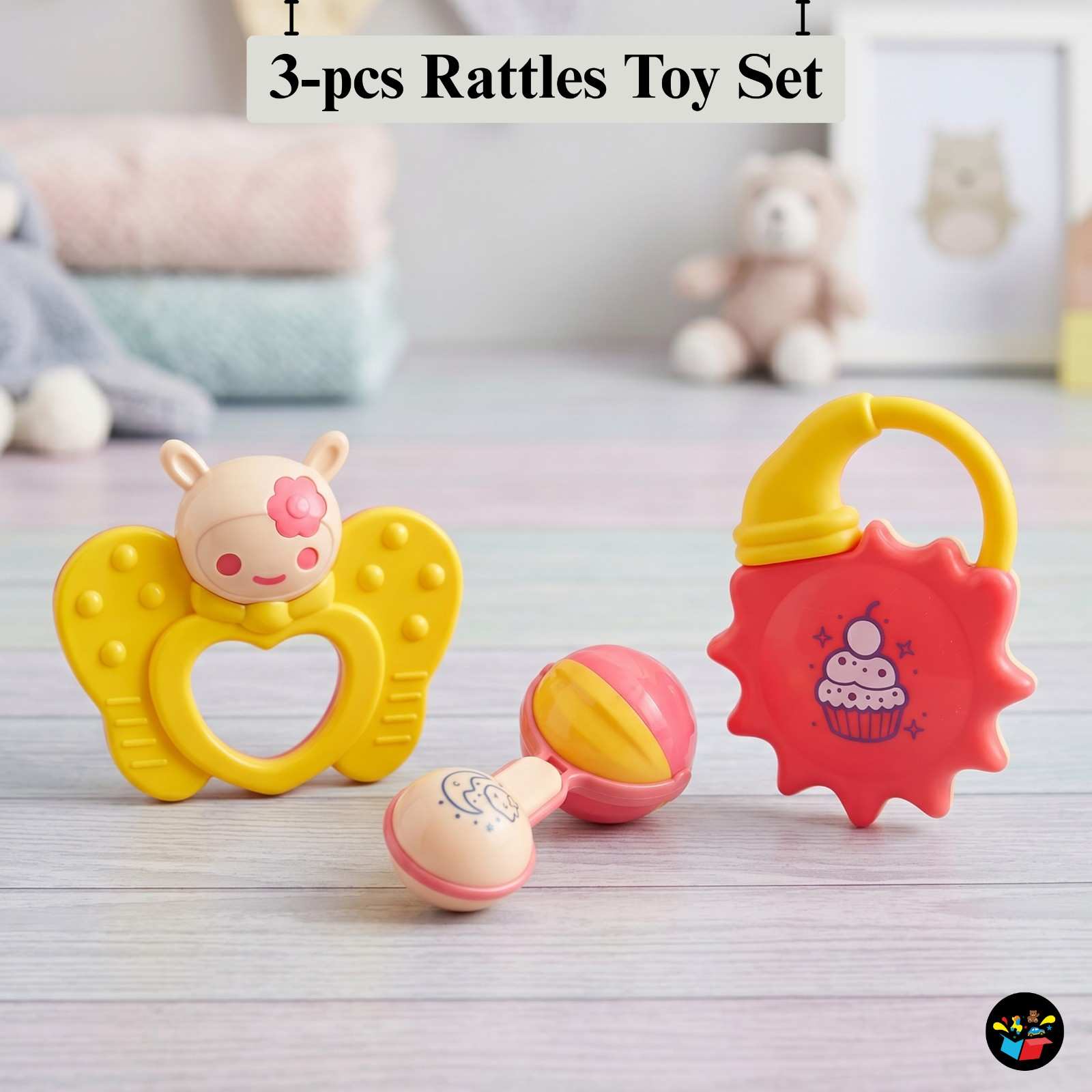 Baby Rattle Toy Set BPA Safe Teether 3pcs