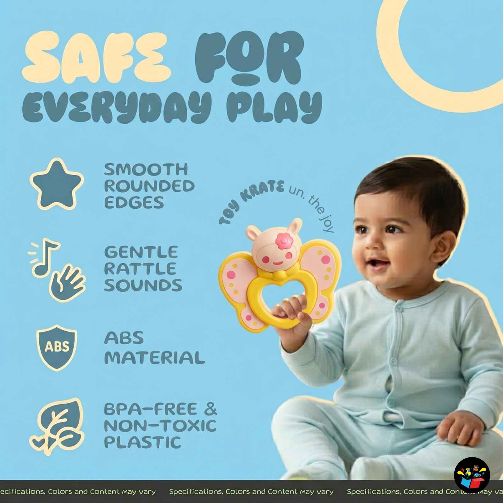 Baby Rattle Toy Set BPA Safe Teether 3pcs