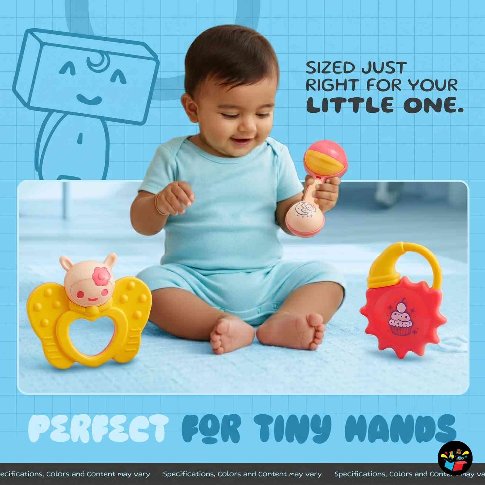 Baby Rattle Toy Set BPA Safe Teether 3pcs