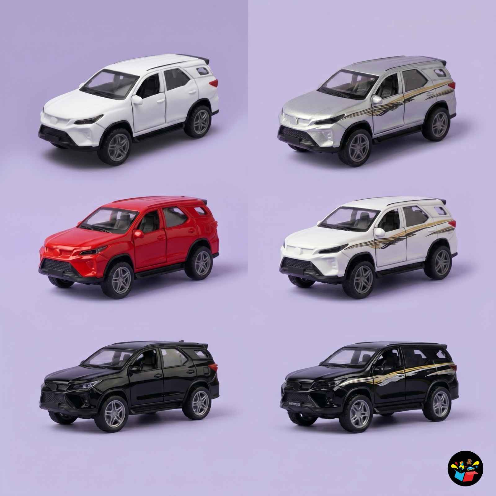 Premium Fortuner Metal SUV Car Pull Back Open Doors