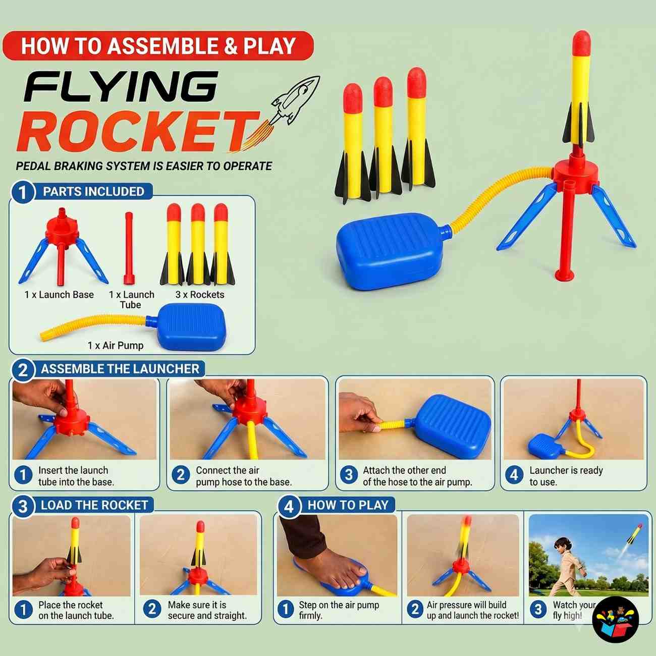 Kids Air Rocket Launcher Outdoor Jump Toy