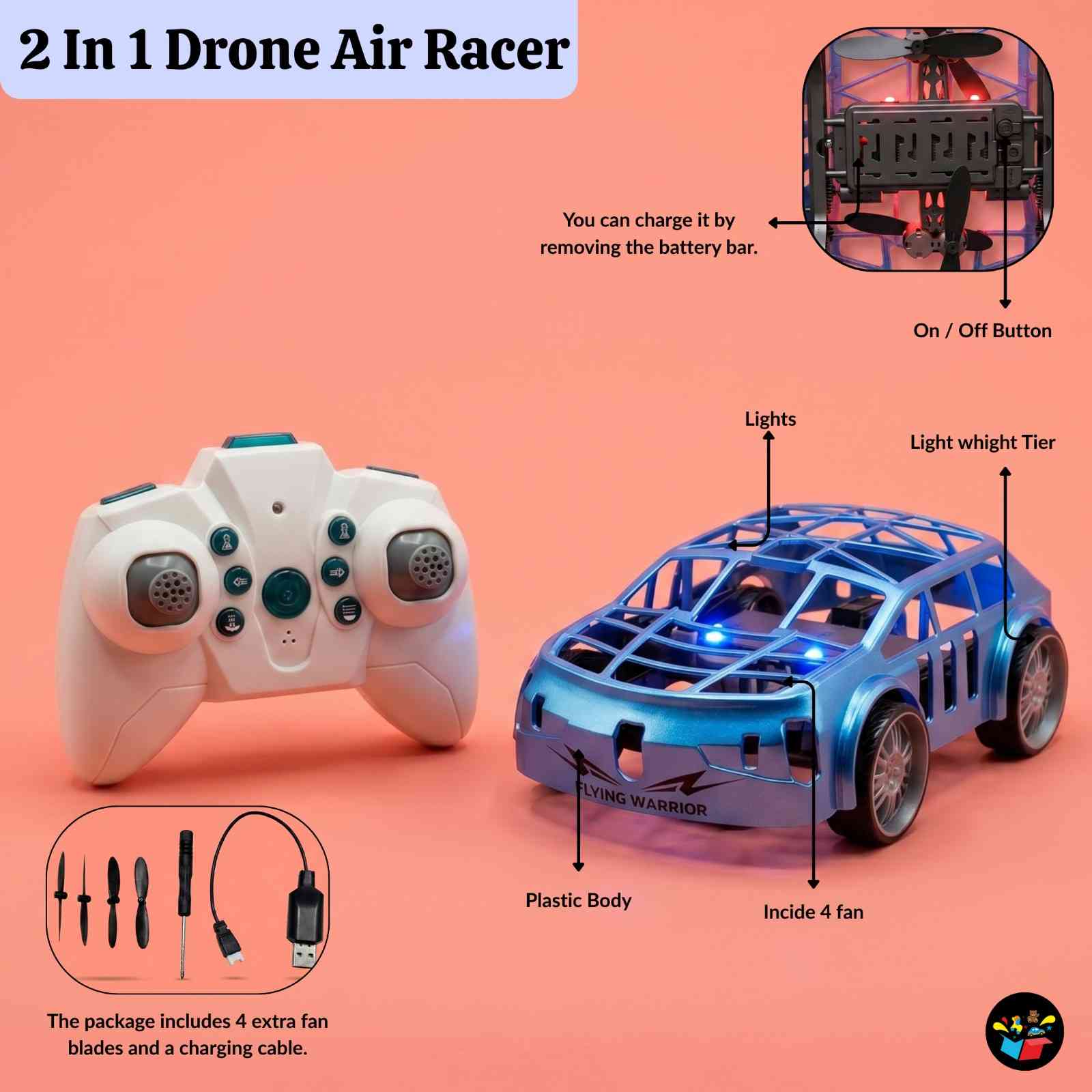 2 in 1 RC Flying Car Drone Toy Kids