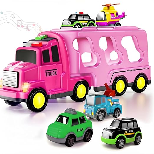 BIG CARRIER TRUCKS WITH SMALL CARS || PINK TRANSPORT TRUCK
