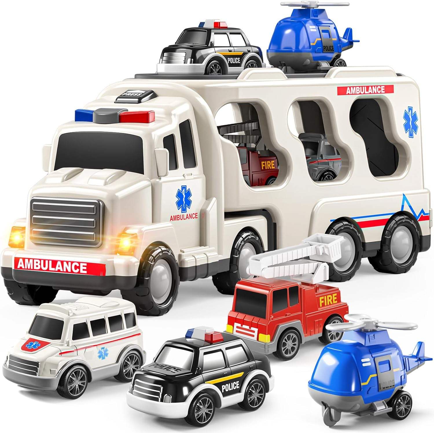 BIG CARRIER TRUCKS WITH SMALL CARS || WHITE AMBULANCE