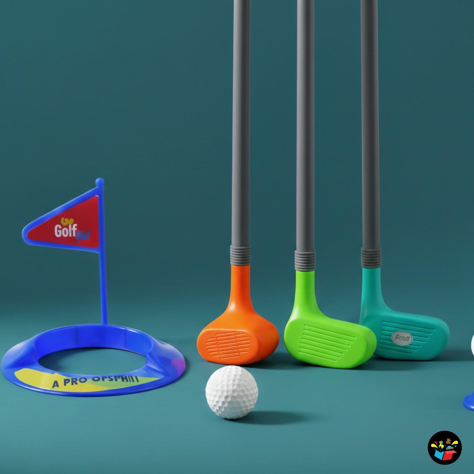 Plastic Golf Set with Golf Sticks, Platform Cup & 2 Balls Kids Boys