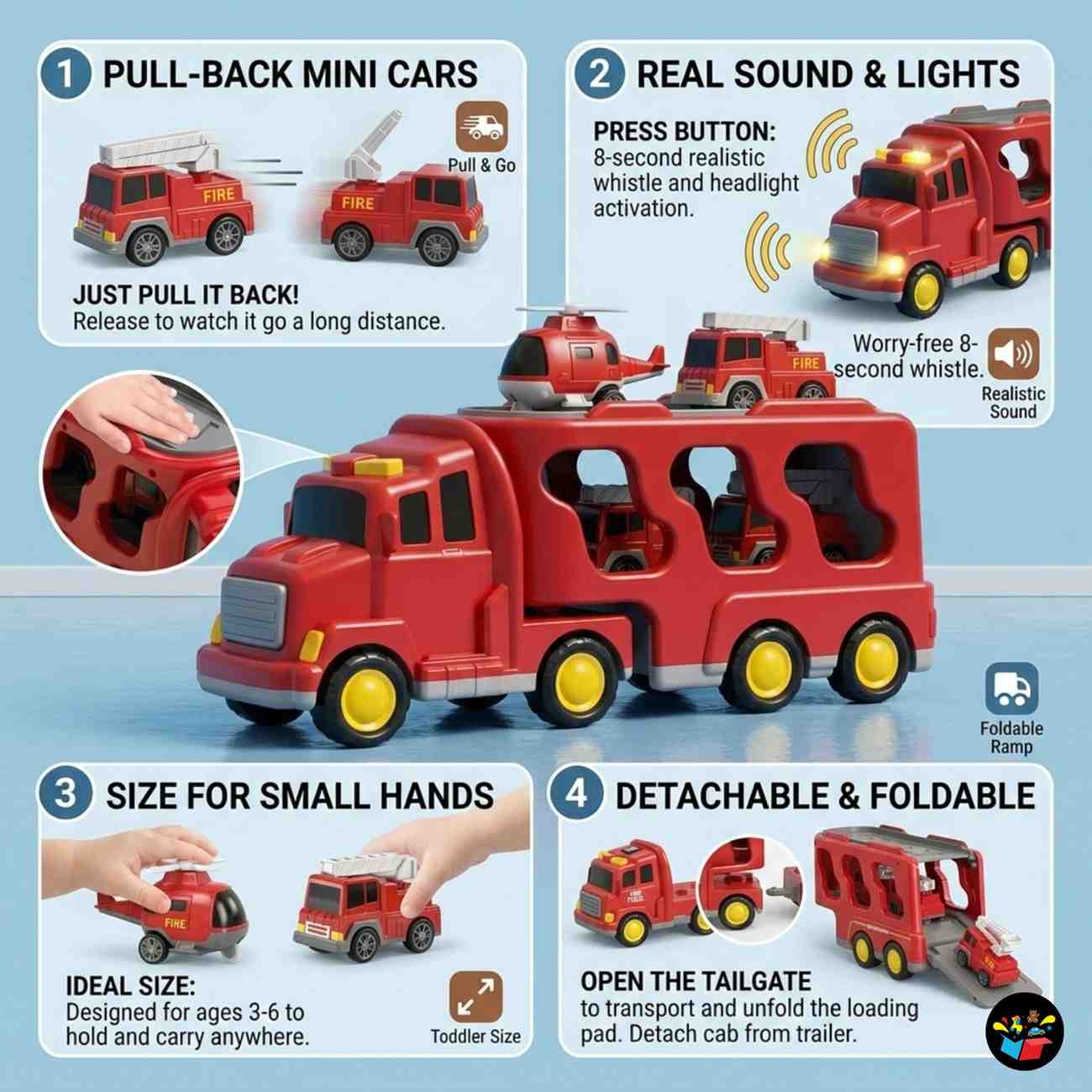 BIG CARRIER TRUCKS WITH SMALL CARS || RED FIREBRICATE