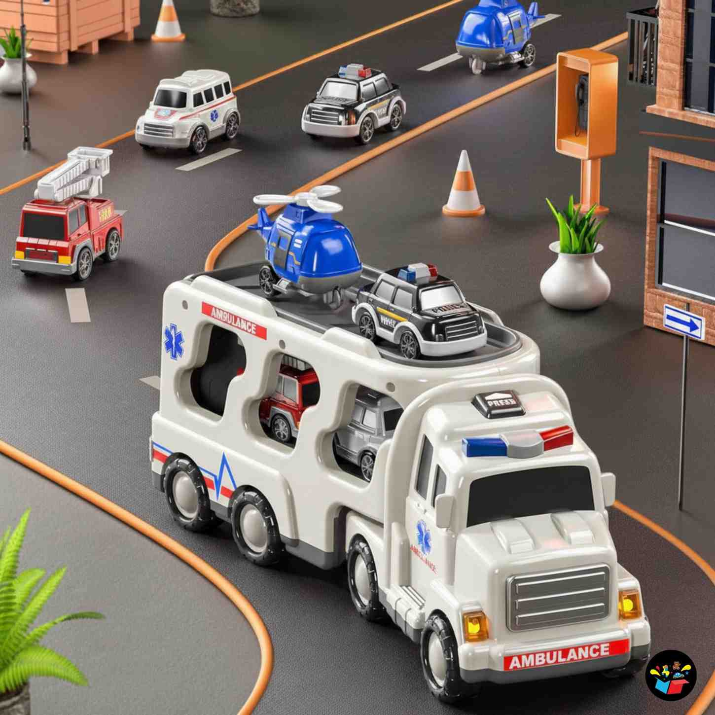 BIG CARRIER TRUCKS WITH SMALL CARS || WHITE AMBULANCE