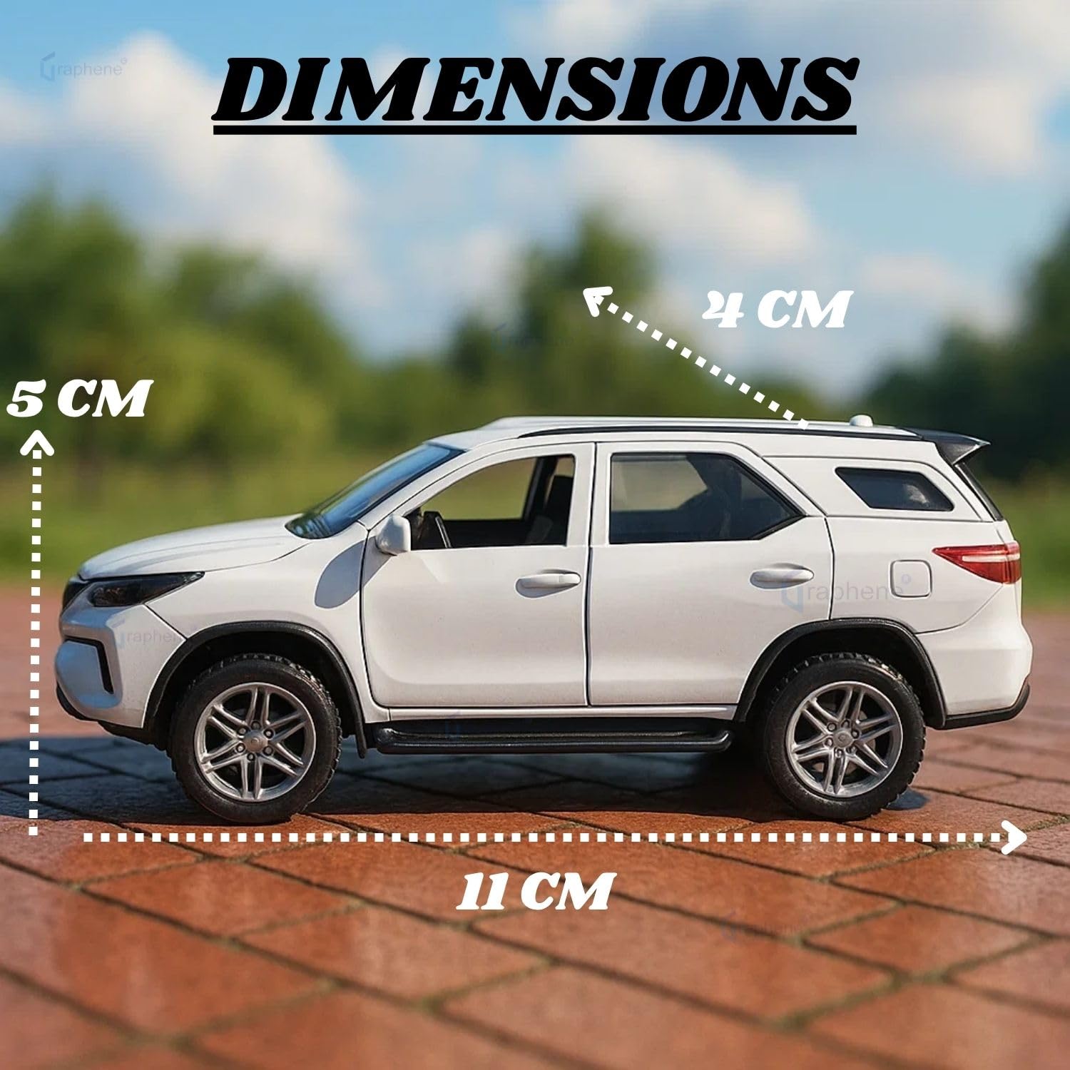 Premium Fortuner Metal SUV Car Pull Back Open Doors