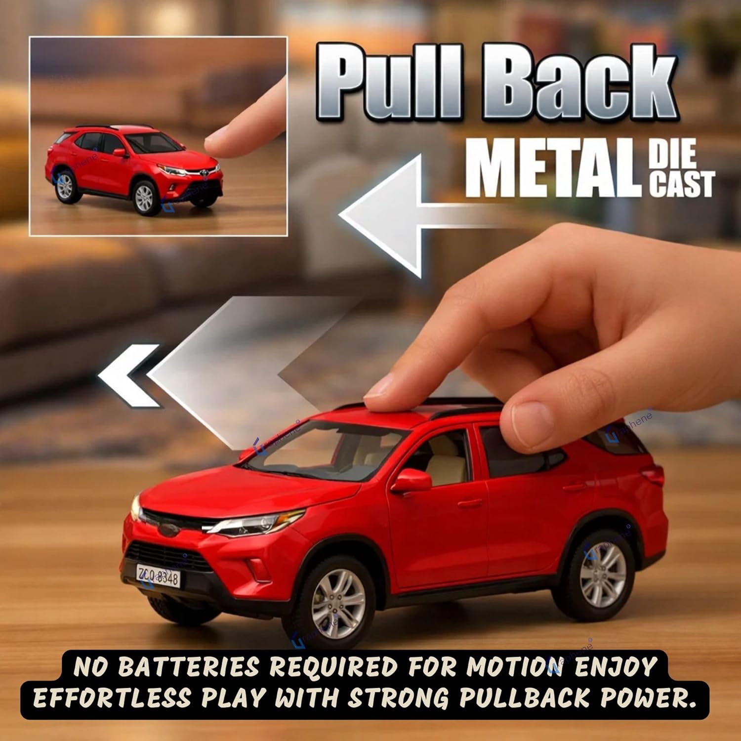 Premium Fortuner Metal SUV Car Pull Back Open Doors
