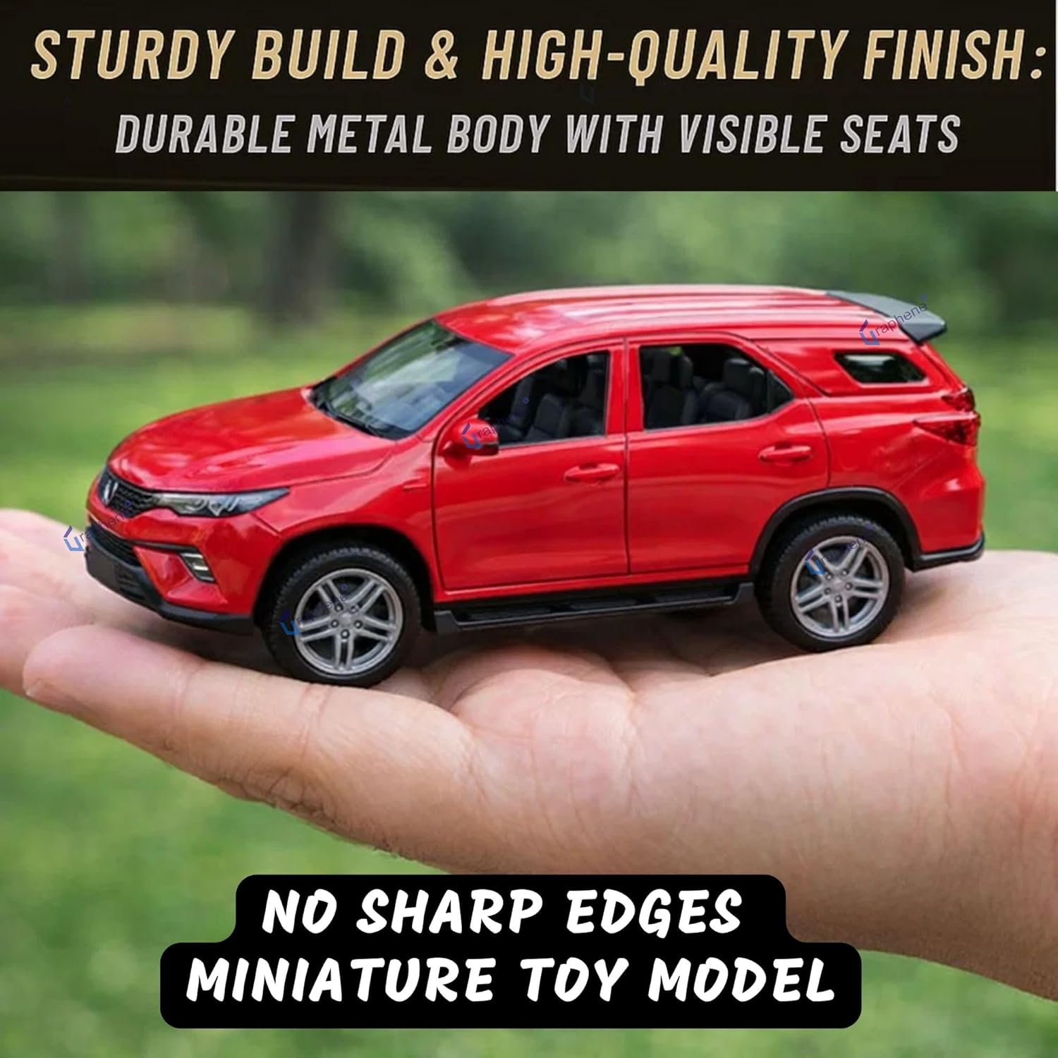 Premium Fortuner Metal SUV Car Pull Back Open Doors