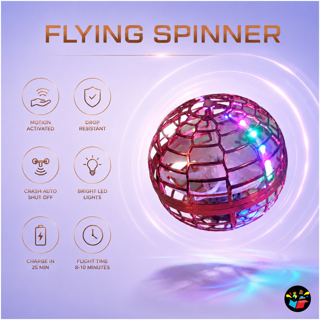Flying Spinner Hand Controlled Mini Drone Ball with LED Lights & USB Rechargeable Battery