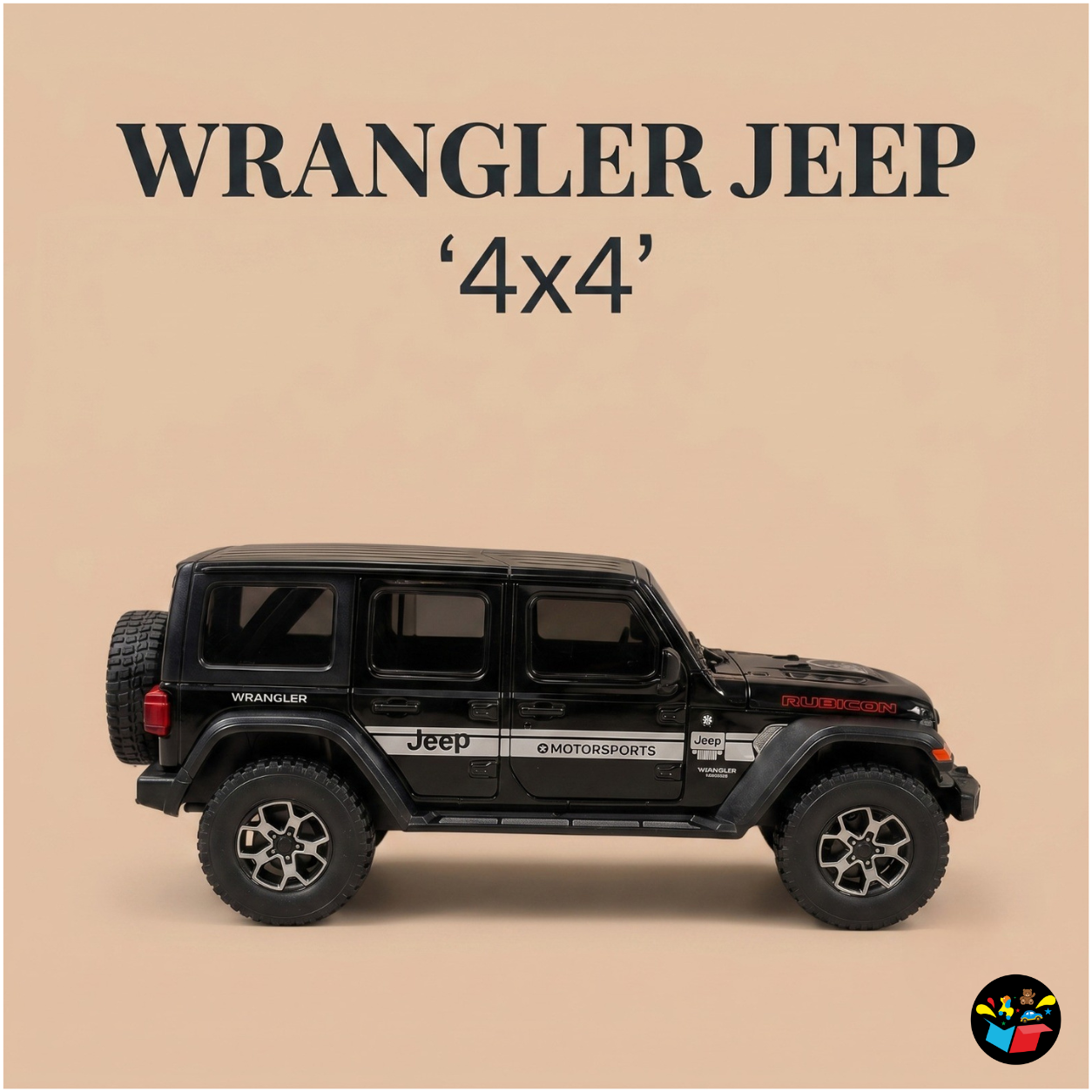 Wrangler Jeep 4x4 Die-Cast Toy Car | Pull Back Metal Model with Light, Sound & Openable Doors