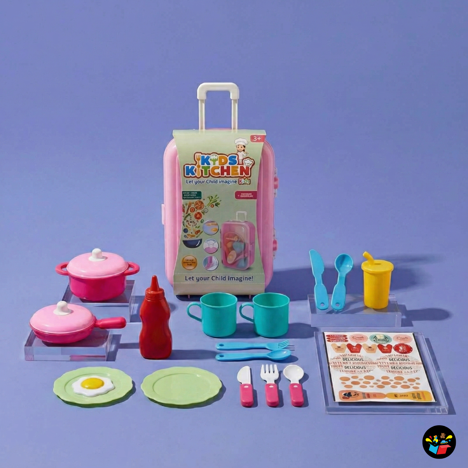 Kids Kitchen Set Suitcase Cooking Toy Kit