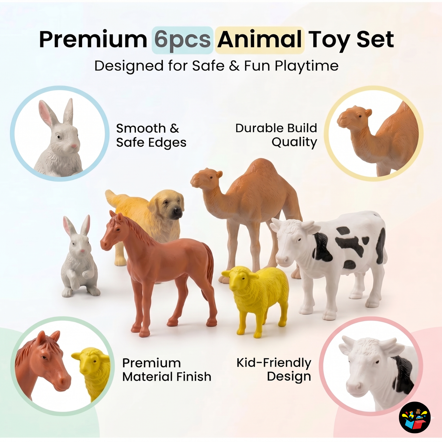 6pcs Farm Animal Toy Set Kids Learning Toys