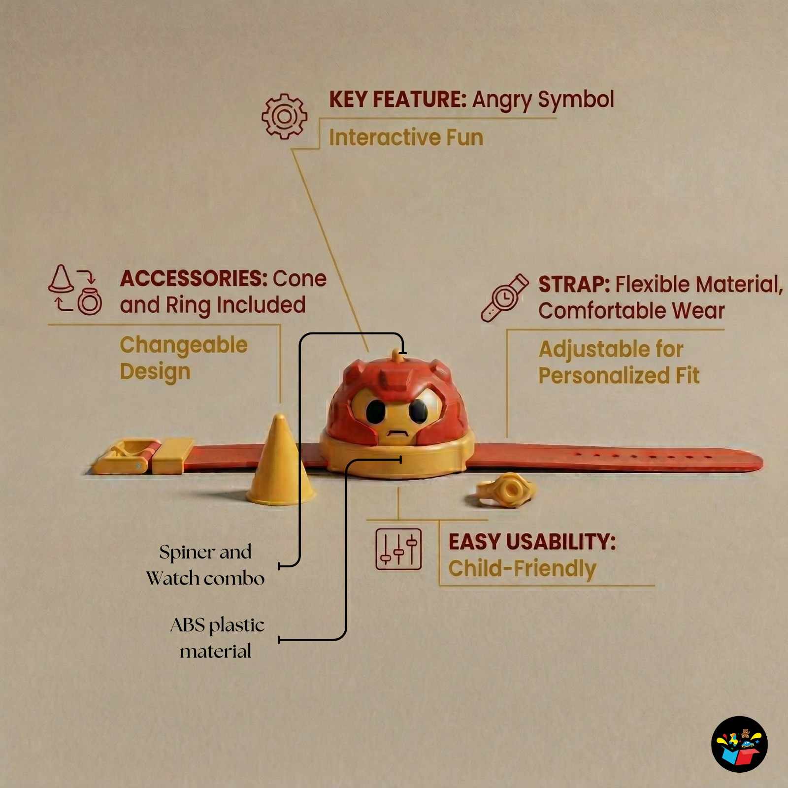 3-in-1 Mini Pull Back Gyro Watch Toy for Kids