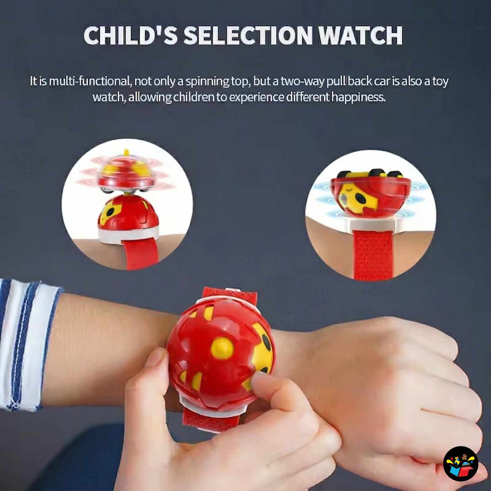 3-in-1 Mini Pull Back Gyro Watch Toy for Kids